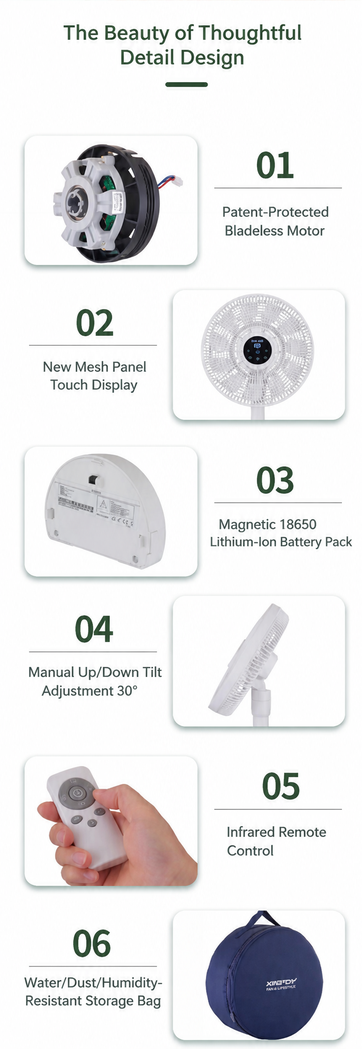 12 inch shaftless rechargeable fan
